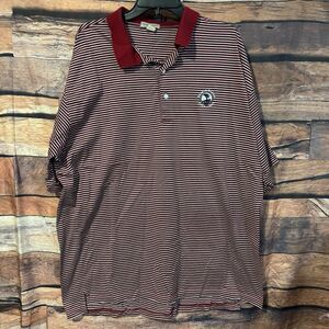 Pebble Beach Men's XXL Red Striped Polo Shirt Short Sleeve Classic Golf Logo